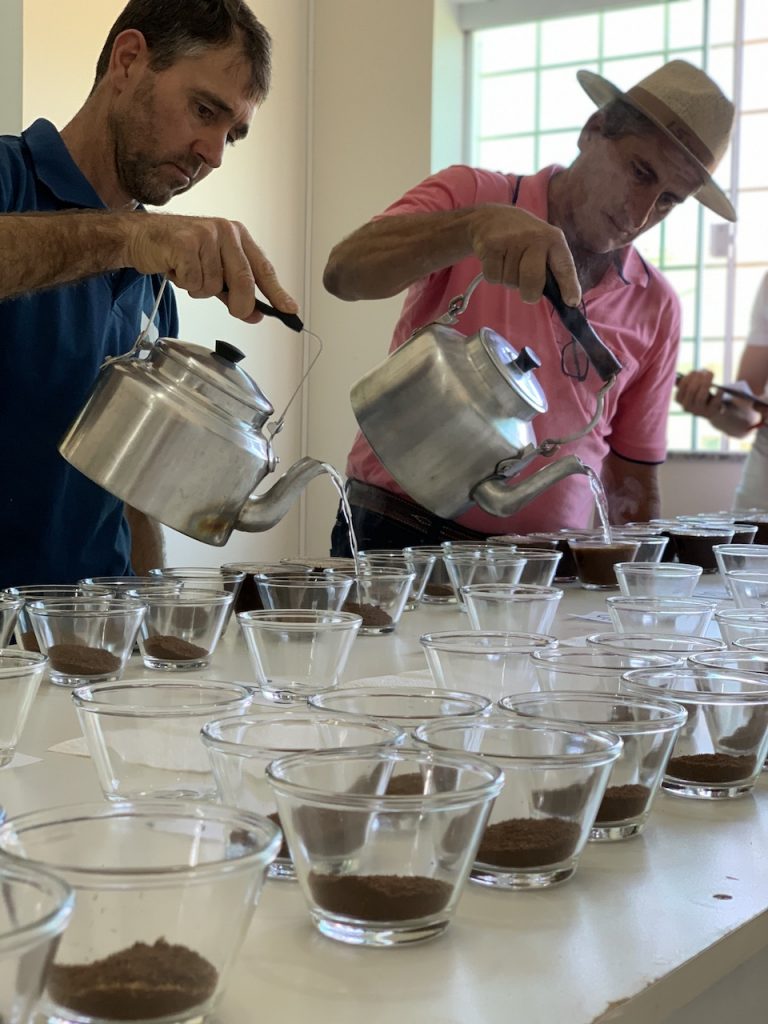 Preparazione di un assaggio del caffè in Brasile 